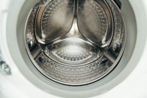 The stainless steel drum of a front-load washing machine